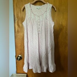 Eileen West Pink & White Floral Nightgown; Small